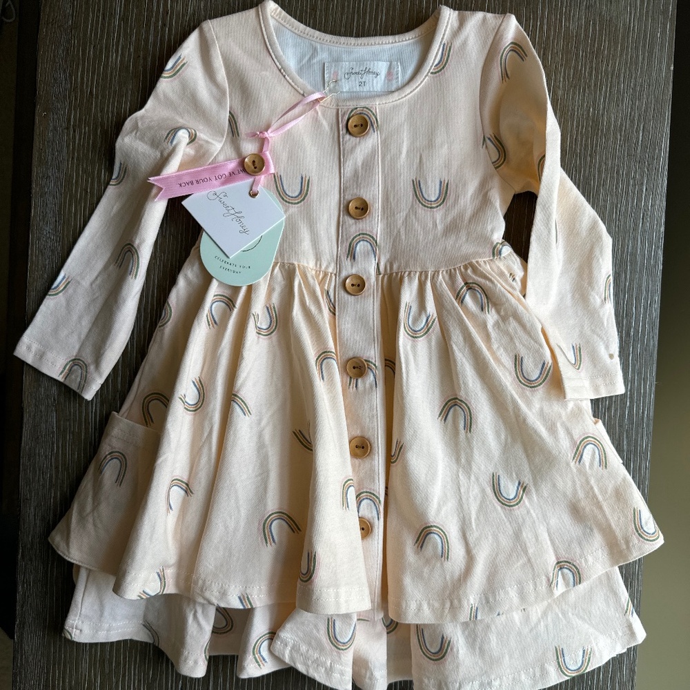 SweetHoney new girls rainbow print dress 2T
